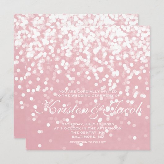 Einladung - Funkeln Hochzeitsrosa (Vorne/Hinten)