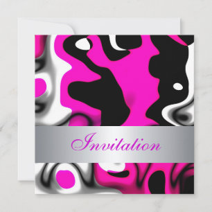 Einladung für alle Anlässe Abstract Pink Silber