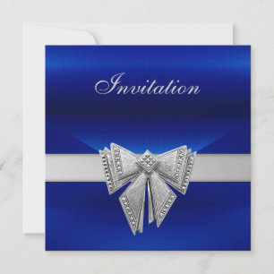 Einladung für alle Anlässe Blau Silber Bogen