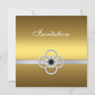 Einladung für alle Anlässe Gold Silber Schwarz Sch
