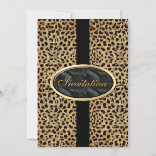 Einladung für alle Anlässe Schwarz Gold Tier Leopa