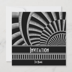 Einladung für alle Anlässe Silber Schwarz Art Deco
