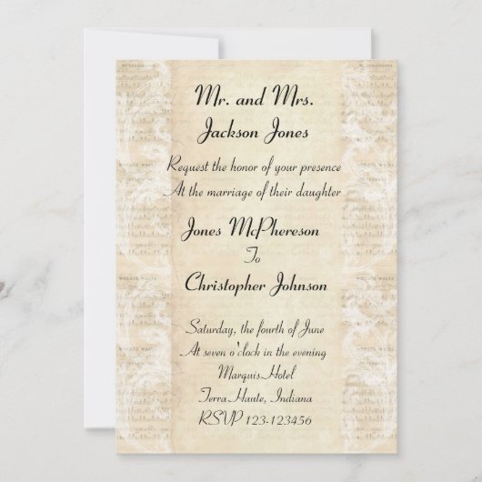 Einladung für antike Hochzeiten (Vorderseite)