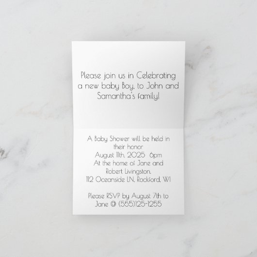 Einladung für Baby Boy Baby Dusche (Innenseite)