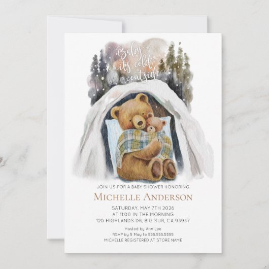 Einladung für Baby mit kalter Außendusche (Vorderseite)