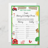 Einladung für Baby Shower-Dusche für Landtiere (Vorne/Hinten)