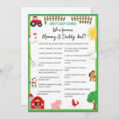 Einladung für Baby Shower-Dusche für Landtiere (Vorne/Hinten)