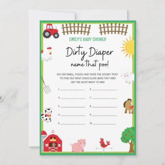 Einladung für Baby Shower-Dusche für Landtiere (Vorderseite)