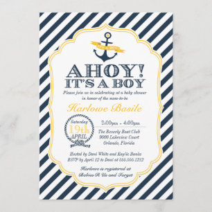Einladung für Babydusche aus Nautical Stripe