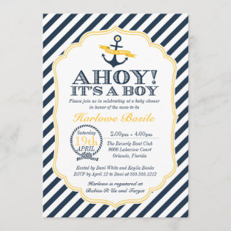 Einladung für Babydusche aus Nautical Stripe