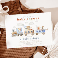 Einladung für Babydusche von Zugtieren | Zug