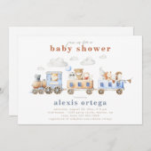 Einladung für Babydusche von Zugtieren | Zug (Vorne/Hinten)