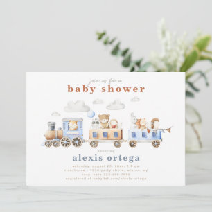 Einladung für Babydusche von Zugtieren Zug