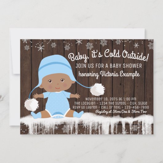 Einladung für Baby's Cold Outside Ethnic Boy Dusch (Vorderseite)