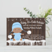 Einladung für Baby's Cold Outside Ethnic Boy Dusch (Stehend Vorderseite)