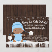 Einladung für Baby's Cold Outside Ethnic Boy Dusch (Vorne/Hinten)