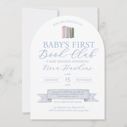 Einladung für Baby's First Book Club Baby Shower (Vorderseite)