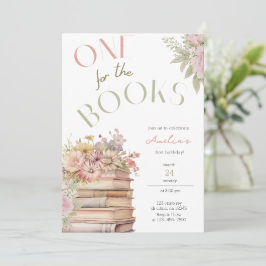 Einladung für Bücher zum ersten Geburtstag (Stehend Vorderseite)