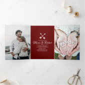 Einladung für Burgund Red Beige Hearts & Arrow Wed (Innenseite)