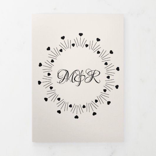 Einladung für Burgund Red Beige Hearts & Arrow Wed (Cover)