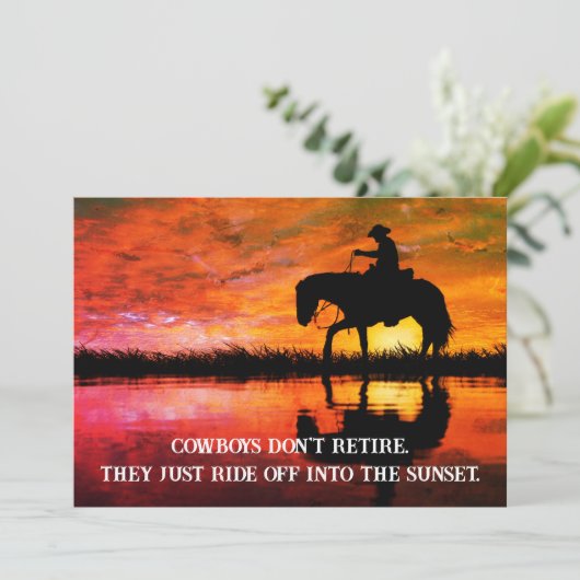 Einladung für Cowboy, Pferde und Sonnenuntergänge (Stehend Vorderseite)