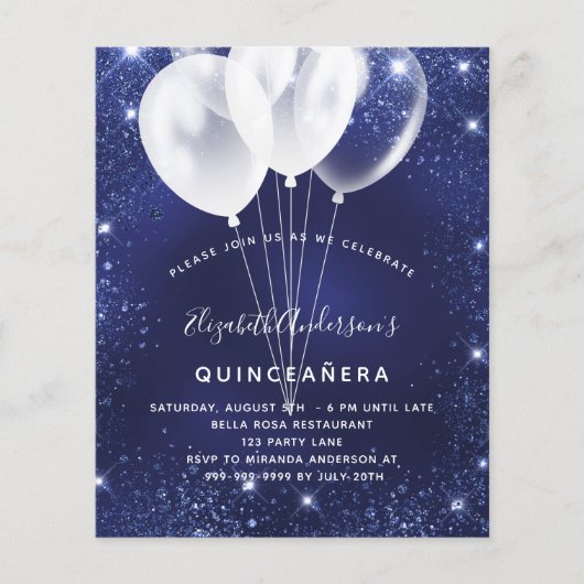 Einladung für den Marineblon Quinceanera Flyer (Vorne)