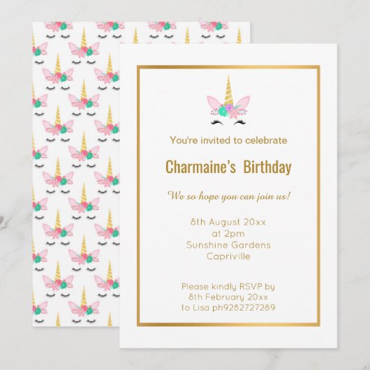 EINLADUNG FÜR DIE KLEINSTEUERUNG VON UNICORN RAINB (Vorne/Hinten)