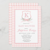 Einladung für eine Babydusche mit Preppy Monogram  (Vorne/Hinten)