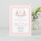 Einladung für eine Babydusche mit Preppy Monogram (Stehend Vorderseite)