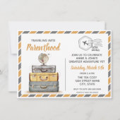 Einladung für eine neutrale Reisebabydusche (Vorderseite)