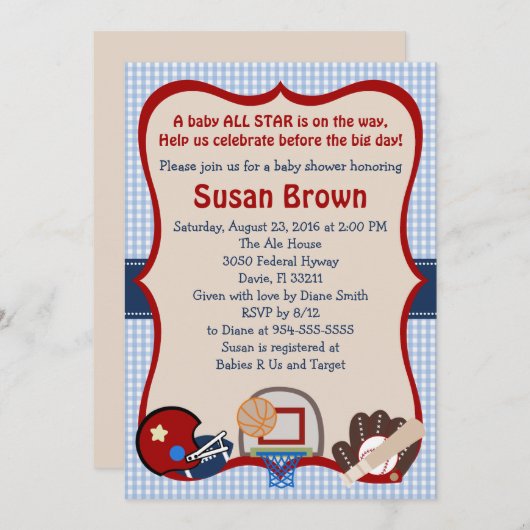 Einladung für eine Sporthinderdusche (Vorne/Hinten)