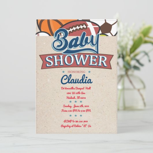 Einladung für eine Sporthinderdusche (Stehend Vorderseite)