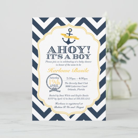 Einladung für eine Zickzack Babydusche (Stehend Vorderseite)