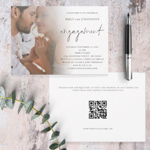 Einladung für elegante Script-Foto QR-Code-Verlobu