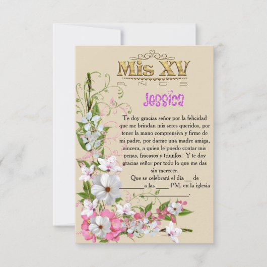 Einladung für Fest von 15 Jahren (Vorderseite)