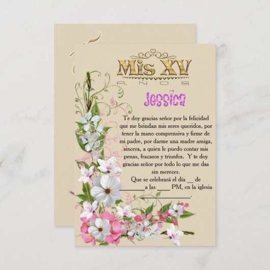 Einladung für Fest von 15 Jahren (Vorne/Hinten)