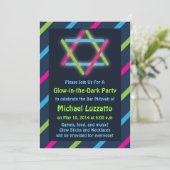 Einladung für Glow-in-the-Dark Bar & Bat Mitzvah (Stehend Vorderseite)
