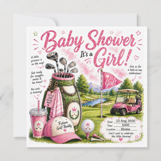 Einladung für Golf Baby Junge (Vorderseite)