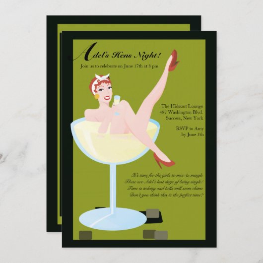 Einladung für Hens Night Junggeselinnen-Abschied (Vorne/Hinten)