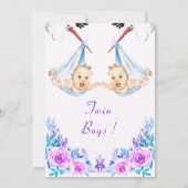 Einladung für Ihre Twin Boys Baby Dusche (Rückseite)
