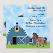 Einladung für Jungen zu Pferd und Bauernhof zum Ge (Vorne/Hinten)