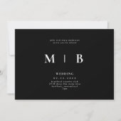 Einladung für leichte und einfache monogramm B/W-E (Vorderseite)