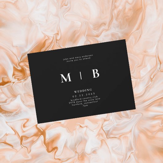 Einladung für leichte und einfache monogramm B/W-E