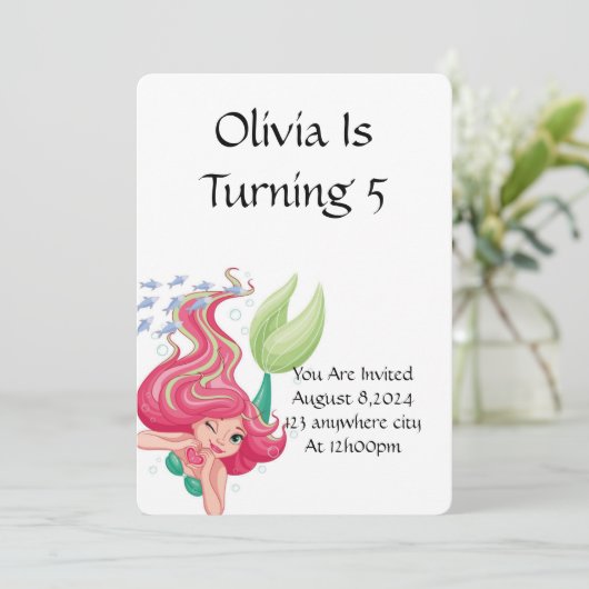 EINLADUNG FÜR MÄDCHEN AM GEBURTSTAG (Stehend Vorderseite)