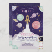 Einladung für Mädchen auf dem Raketenschiff Galaxy (Vorne/Hinten)