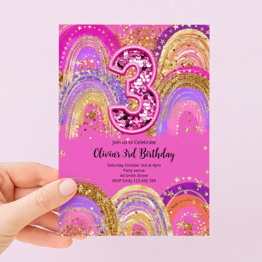 Einladung für Mädchen zum 3. Geburtstag