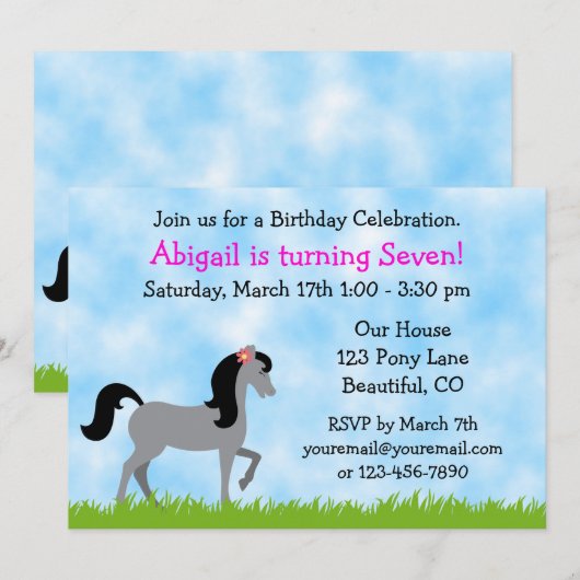 Einladung für Mädchen zum Geburtstag (Vorne/Hinten)