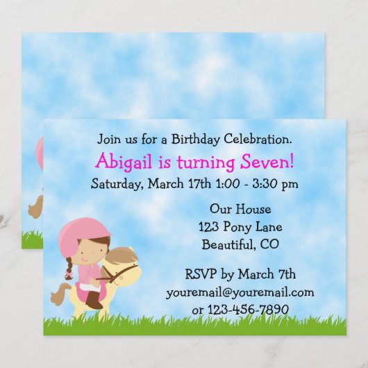 Einladung für Mädchen zum Geburtstag (Vorne/Hinten)