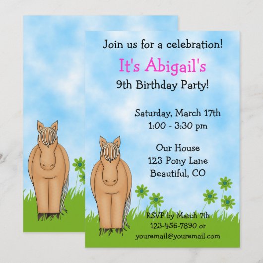 Einladung für Mädchen zum Geburtstag (Vorne/Hinten)