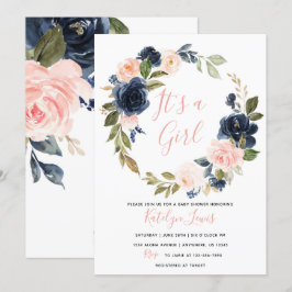 Einladung für Mädchen zur Dusche von Navy und Blus